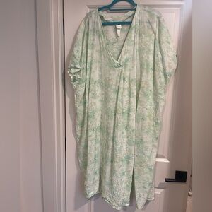 H&M Seagram Green Pattern Kaftan/Beach Coverup